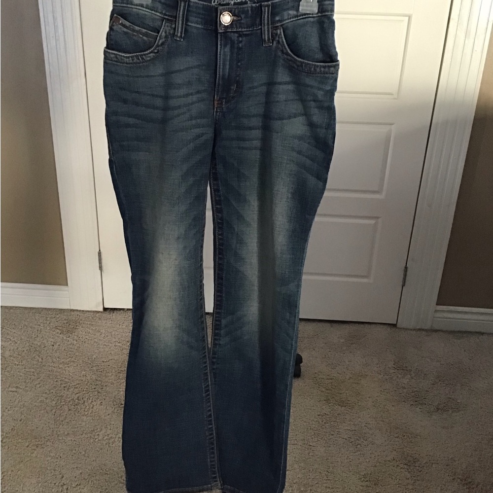 Wrangler Womens Willow Mid Rise Boot Cut Ultimate Riding Jeans - Picture 3 of 6